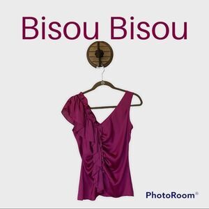 Bisou Bisou Magenta Satin Sleeveless Top